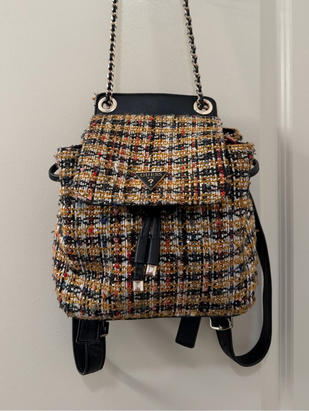 GUESS Cessily Multicolor Tweed Mini Backpack